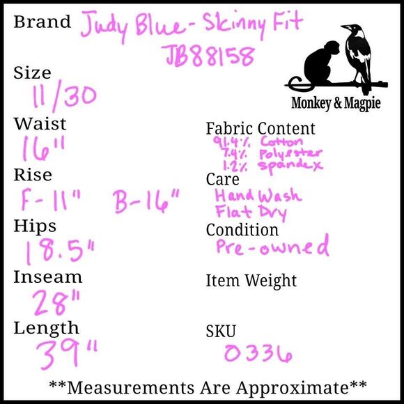 JUDY BLUE HI-WAIST ACID WASH SKINNY- 88158 Size 11 / 30 - Picture 10 of 10
